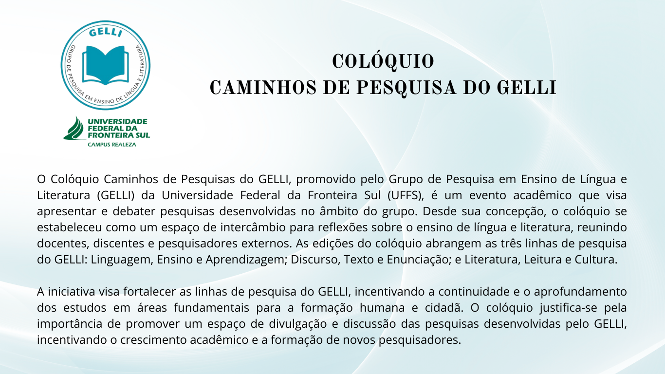 CPGELLI - Colóquio - Caminhos de Pesquisas do GELLI